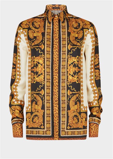 versace signature wild print silk shirt price